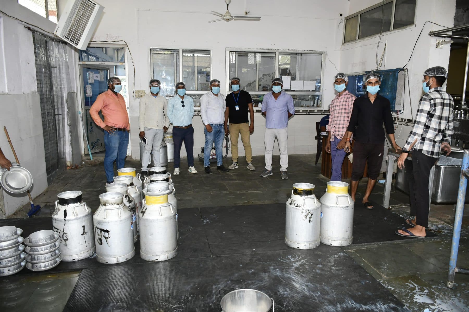 Milk cans received at the dock